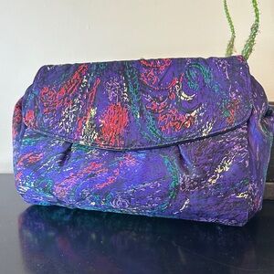 Vintage Colorful Women's Clutch Bag with black leather strap